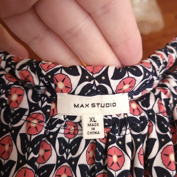 Max Studio Dress Size Xl Tank Top Liquid Knit Travel Short Mini Womens Floral - Picture 4 of 5